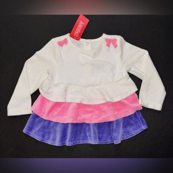 Gymboree Other - Gymboree purple pink Super Star ruffle velour long sleeve top shirt tee 3T 3